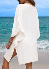 Breathable White V Neck Cover Up