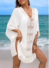 Breathable White V Neck Cover Up