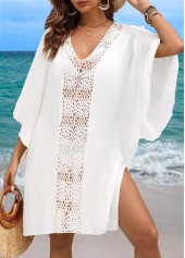 Breathable White V Neck Cover Up
