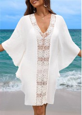 Breathable White V Neck Cover Up