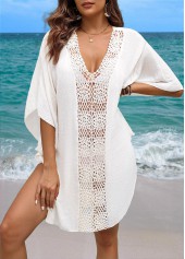 Breathable White V Neck Cover Up