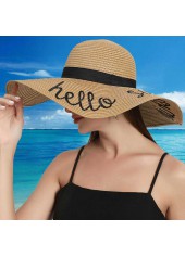 Letter Print Light Camel Visor Hat
