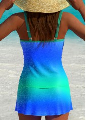 High Waisted Ombre Blue Tankini Set