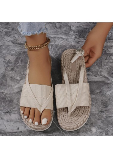 Beige Toe Post Falt Flip Flops Slippers