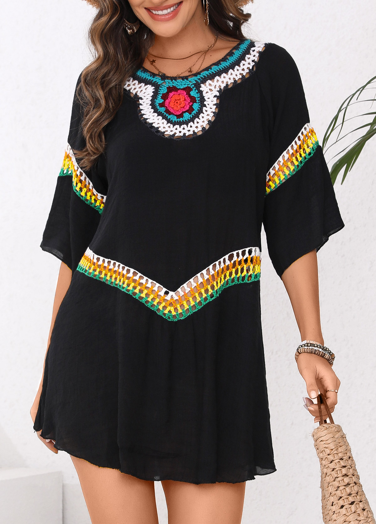 Patchwork Black Cover Up