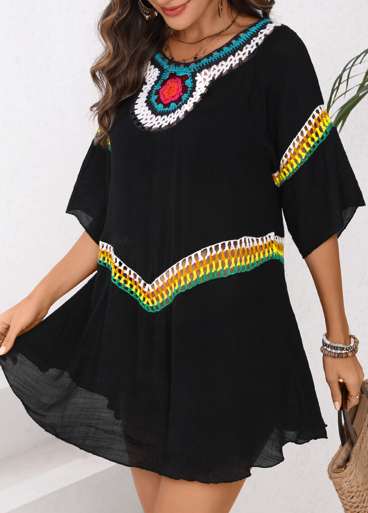 Patchwork Black Cover Up