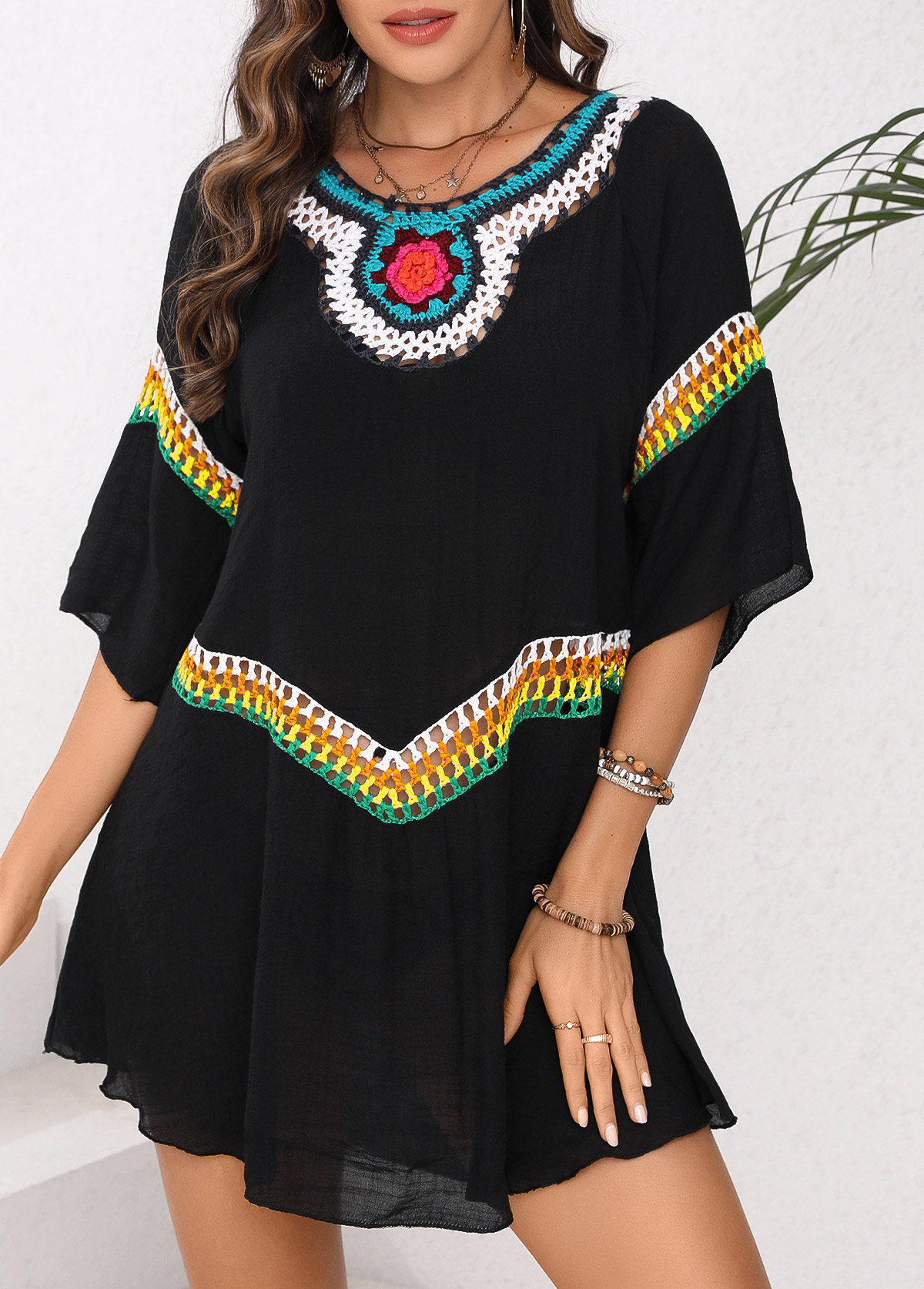 Patchwork Black Cover Up