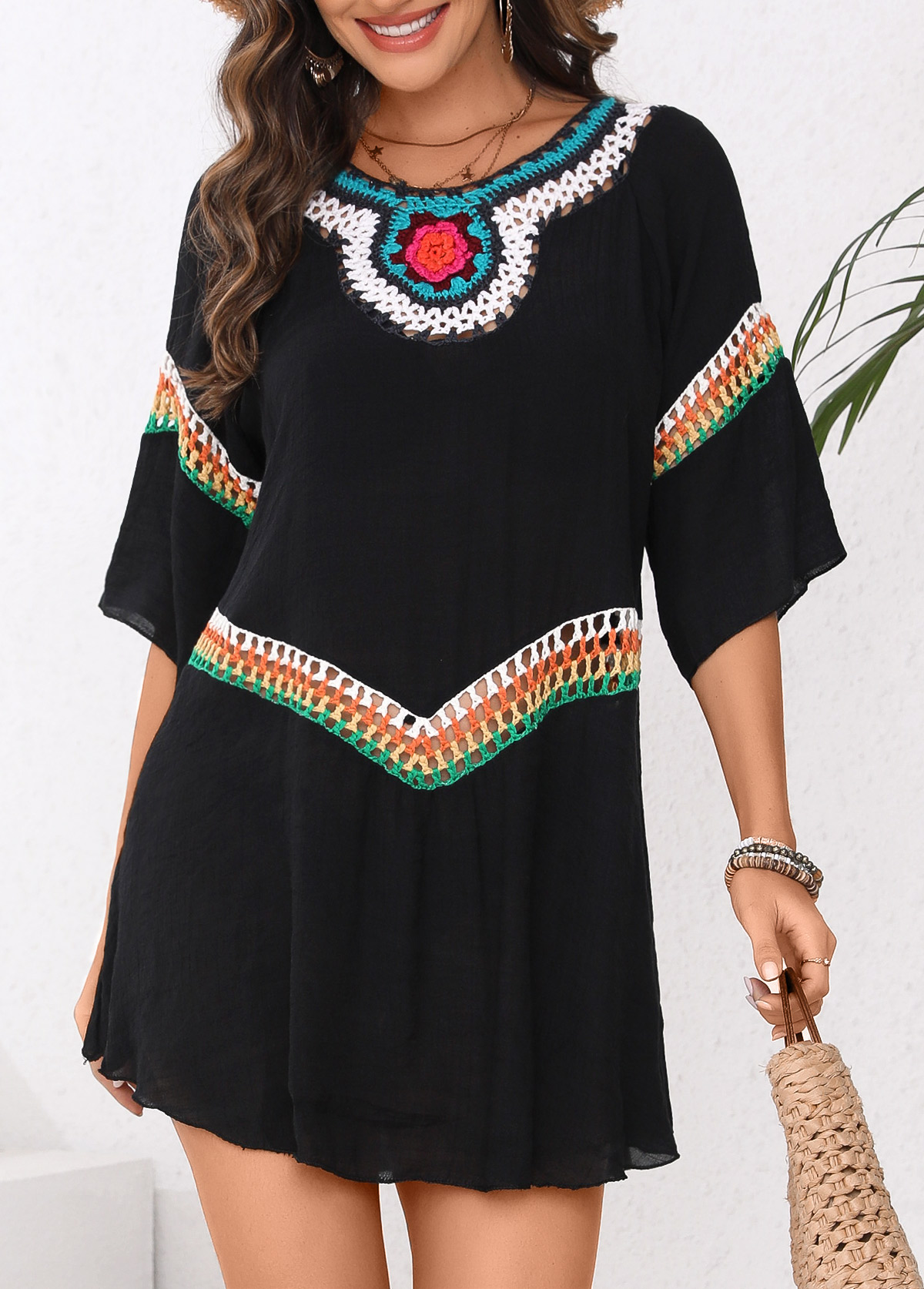 Patchwork Black Cover Up