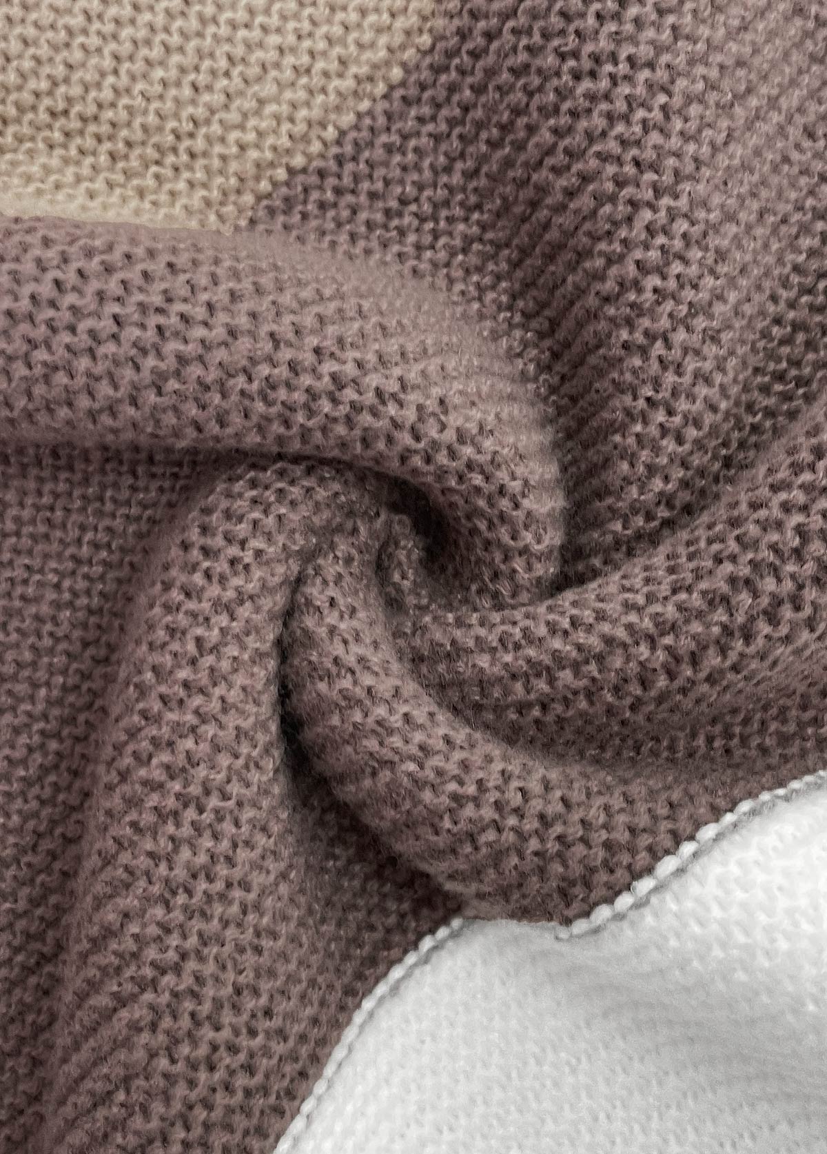 Patchwork Dark Coffee Long Sleeve Round Neck Sweater