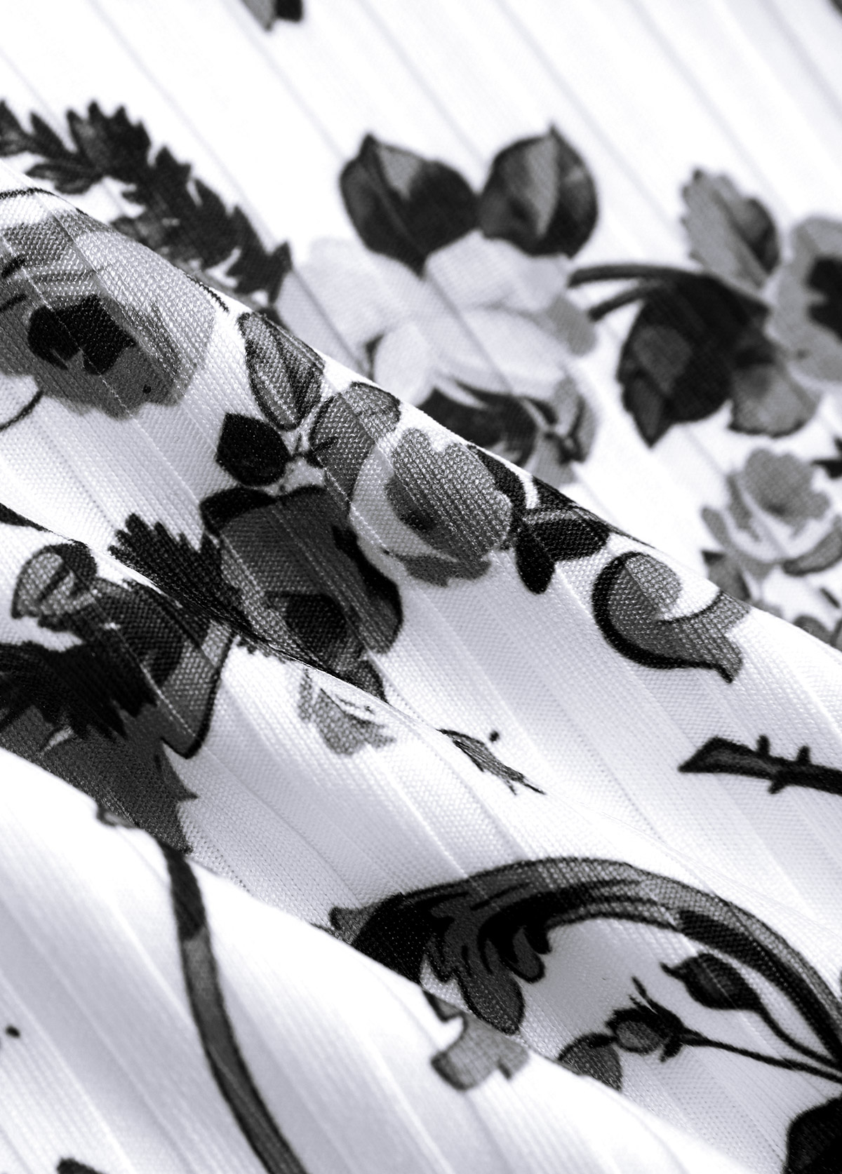 Random Floral Print Drawstring Black One Piece Swimwear