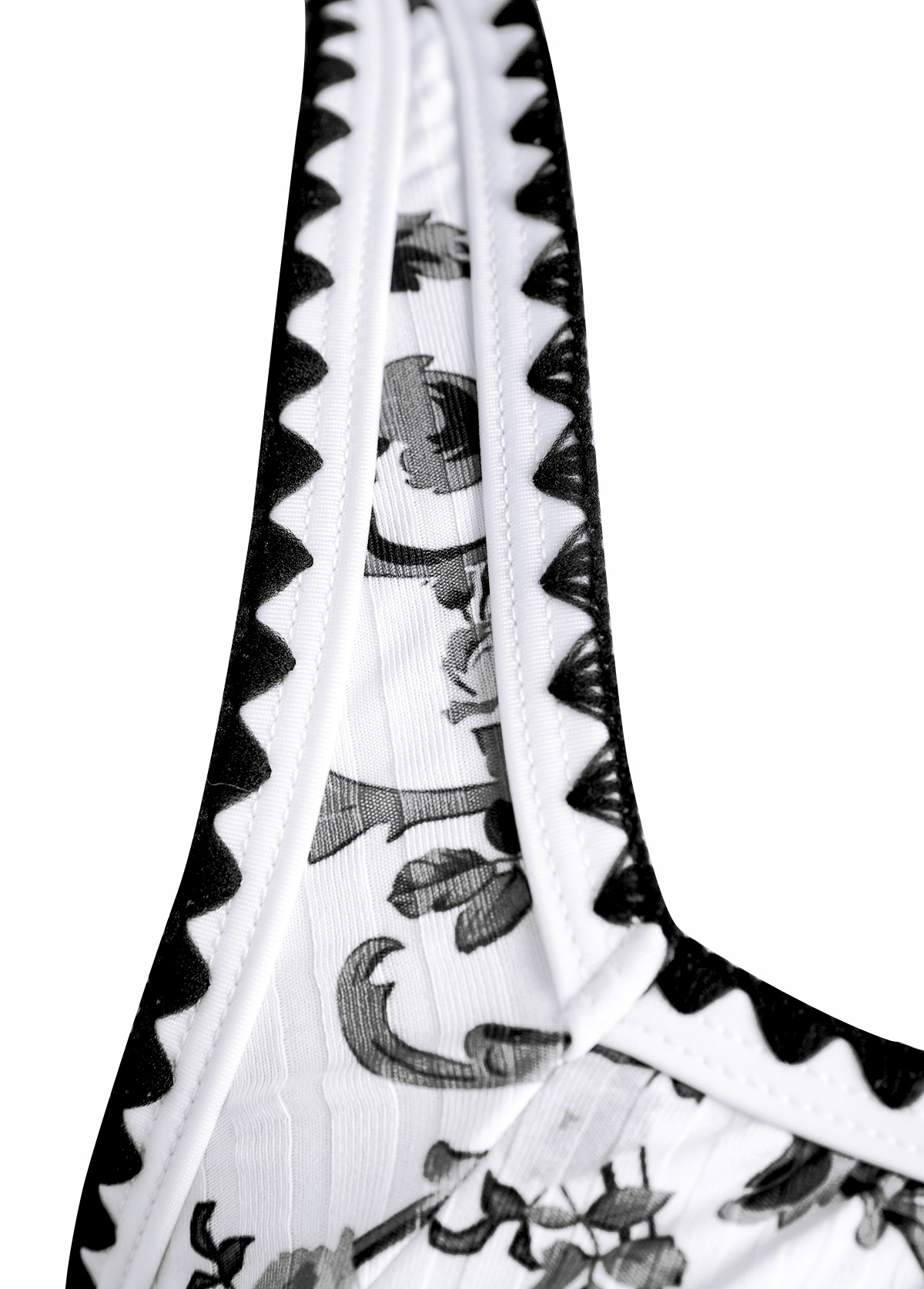 Random Floral Print Drawstring Black One Piece Swimwear