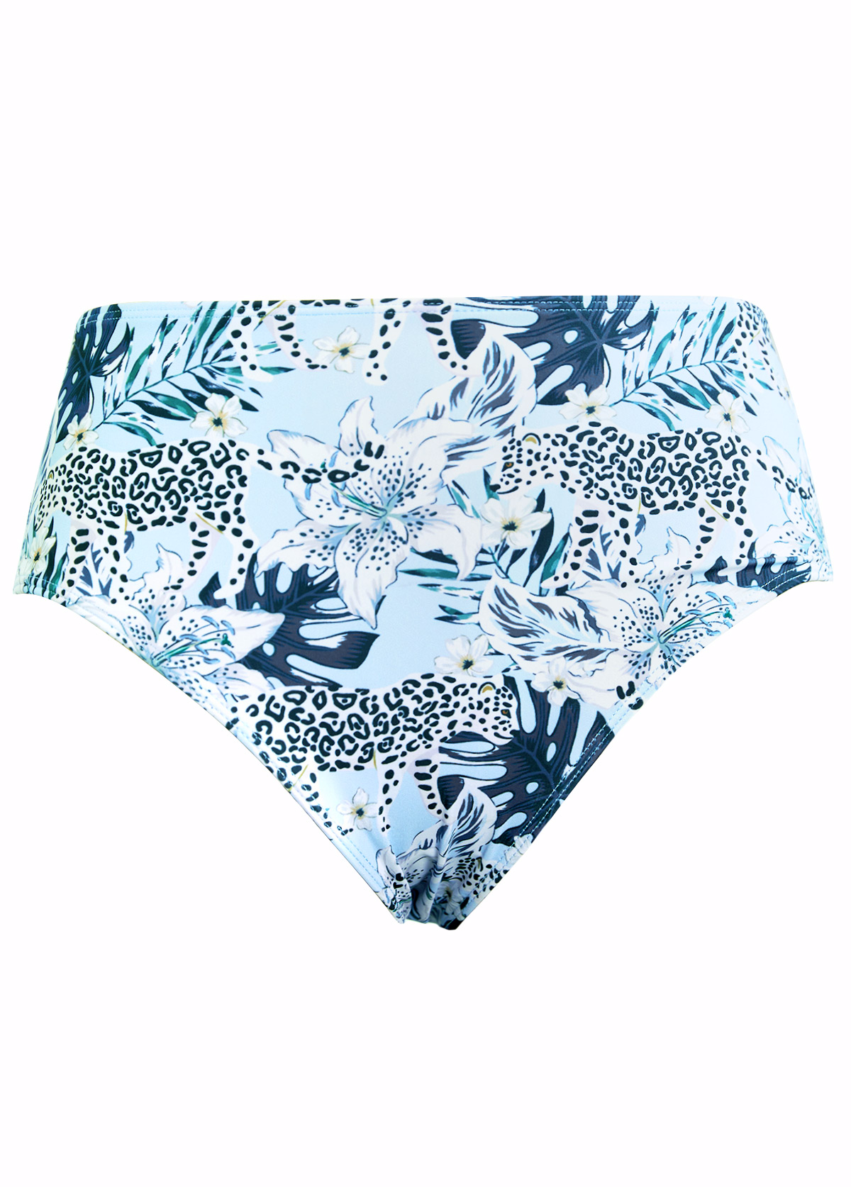 Mid Waisted Tropical Plants Print Cut Out Tankini Set