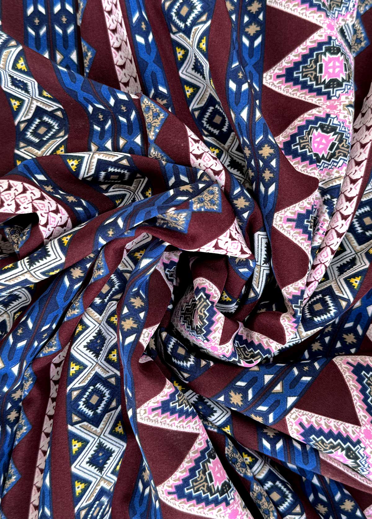 Geometric Print Dark Coffee Wide Leg Elastic Waist Pants