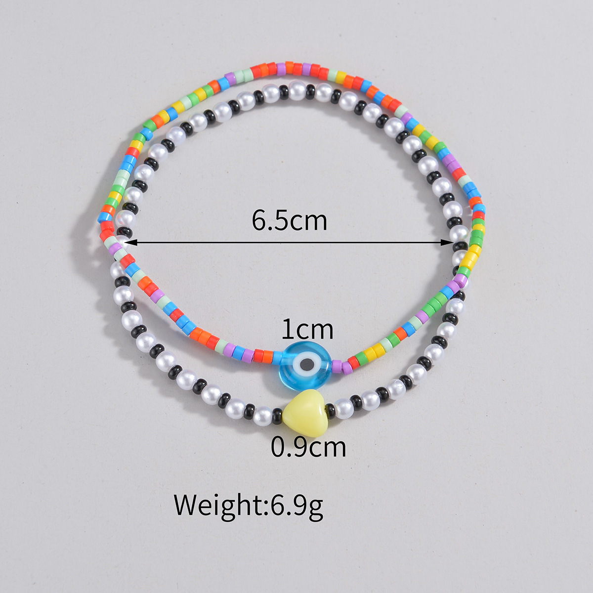 Multi Color Heart Polyresin Detail Anklets