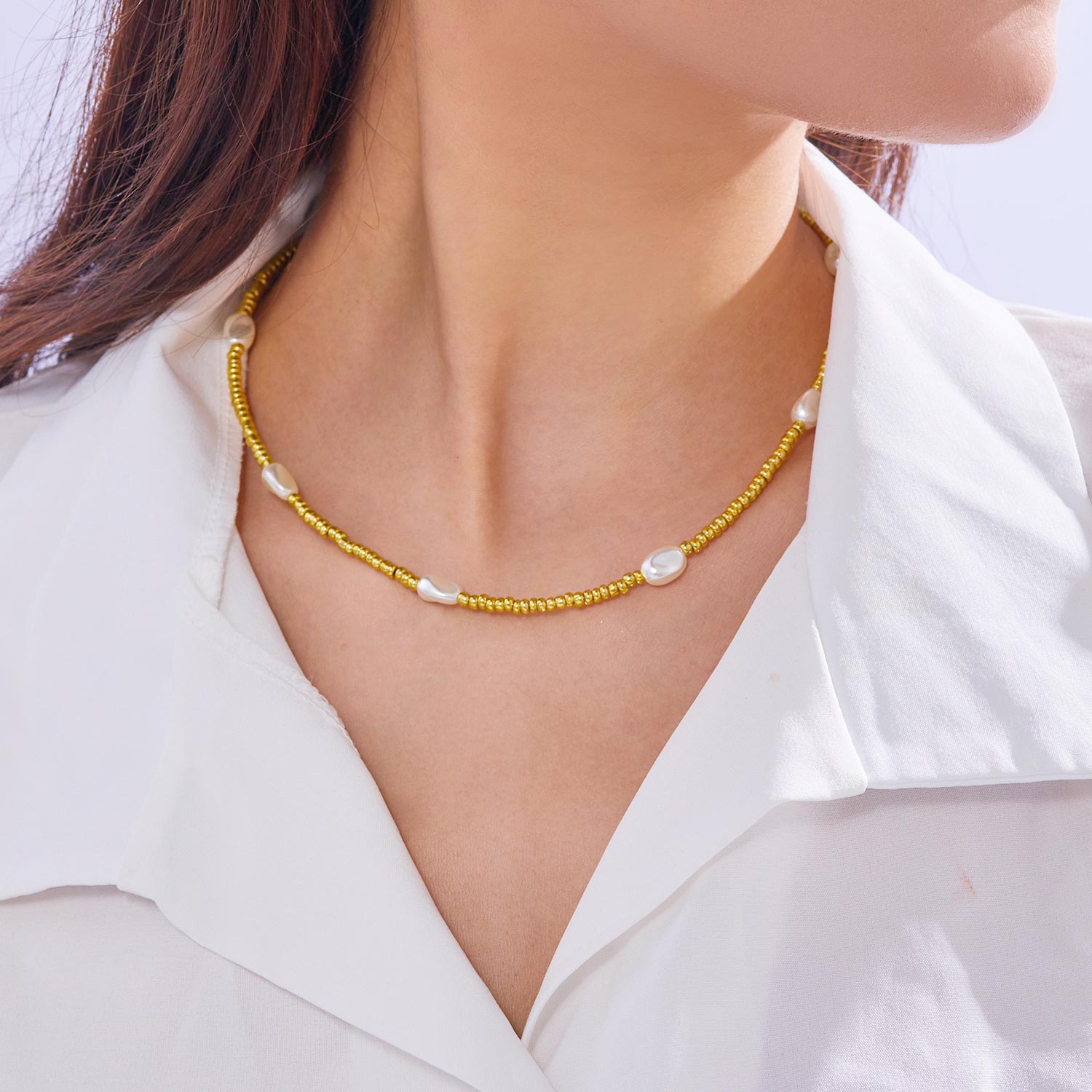 Golden Seed Beads Necklace and Bracelet