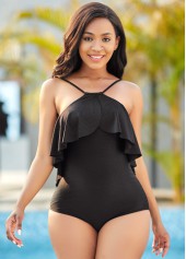 Tie Back Ruffle Overlay One Piece Swimwear