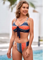 Low Waisted Floral Print Tie Multi Color Bikini Set