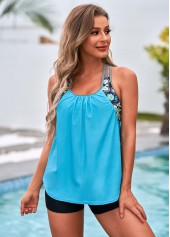 Floral Print Wide Strap Tankini Set