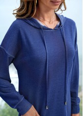 Long Sleeve Pocket Drawstring Detail Solid Hoodie