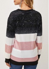 Contrast Long Sleeve Quarter Zip T Shirt