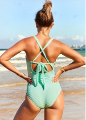 Cross Strap Textured Fabric One Piece Swimwear