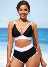 Black High Waisted Contrast Bikini Set