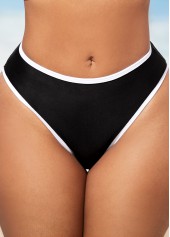 Contrast Stitch Cross Strap Black Bikini Set