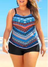 Spaghetti Strap Plus Size Tribal Print Tankini Top-No Bottom
