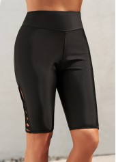 Black Skinny Elastic Waist High Waisted Shorts