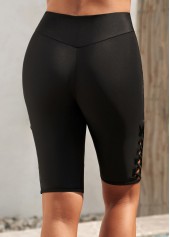 Black Skinny Elastic Waist High Waisted Shorts