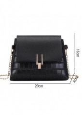Chains Design Pushlock Black Shoulder Bag
