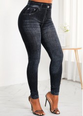 Pocket Skinny Zipper Fly High Waisted Black Jeans