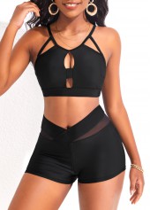 Mesh Mid Waisted Black Swim Shorts