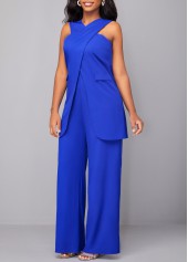 Sleeveless Criss Cross Royal Blue Jumpsuit