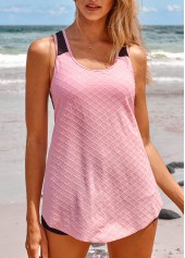 Lace Criss Cross Pink Tankini Top-No Bottom