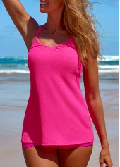 Patchwork Hot Pink Criss Cross Tankini Top-No Bottom