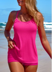 Patchwork Hot Pink Criss Cross Tankini Top-No Bottom