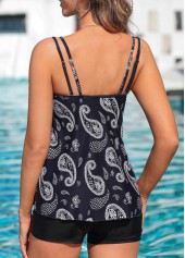 Paisley Print Mesh Black Tankini Top-No Bottom