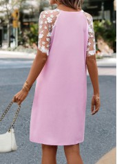 Pink H Shape V Neck Mesh Dress