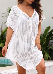 Tie Front Tassel White Cover Up