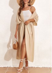 Belted Tie Light Coffee Cover Up