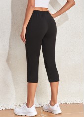 Drawastring Pocket Black Regular High Waisted Pants