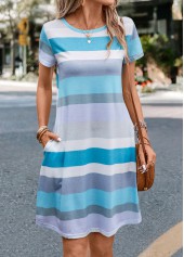 Striped Pocket Multi Color H Shape Dress