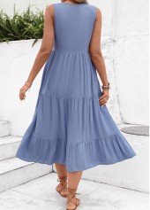 Dusty Blue A Line Button Dress