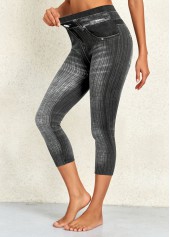 Dark Grey Marl Elastic Waist High Waisted Leggings