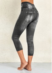 Dark Grey Marl Elastic Waist High Waisted Leggings