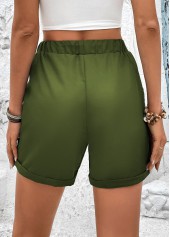 Olive Green Drawastring High Waisted Pocket Shorts