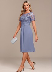 Plus Size Peplum Dusty Blue Short Sleeve Dress
