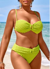 Circular Ring Cut Out Avocado Green Bikini Set