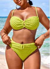 Circular Ring Cut Out Avocado Green Bikini Set